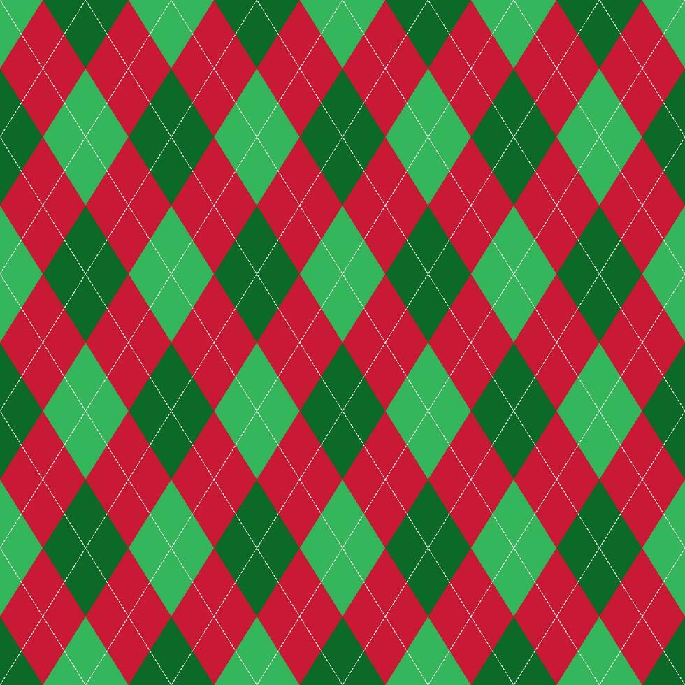 rosso e leggero verde piazza argyle vettore modello con bianca tratteggiata linee, senza soluzione di continuità geometrico sfondo per Uomini vestiario, involucro carta ,Natale design.