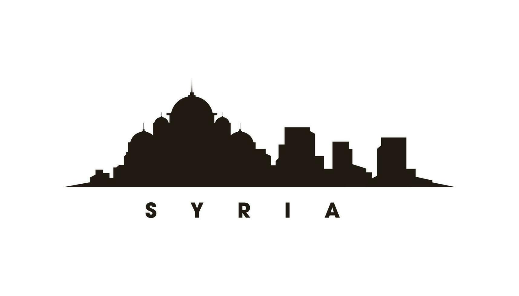 Siria orizzonte e punti di riferimento silhouette vettore
