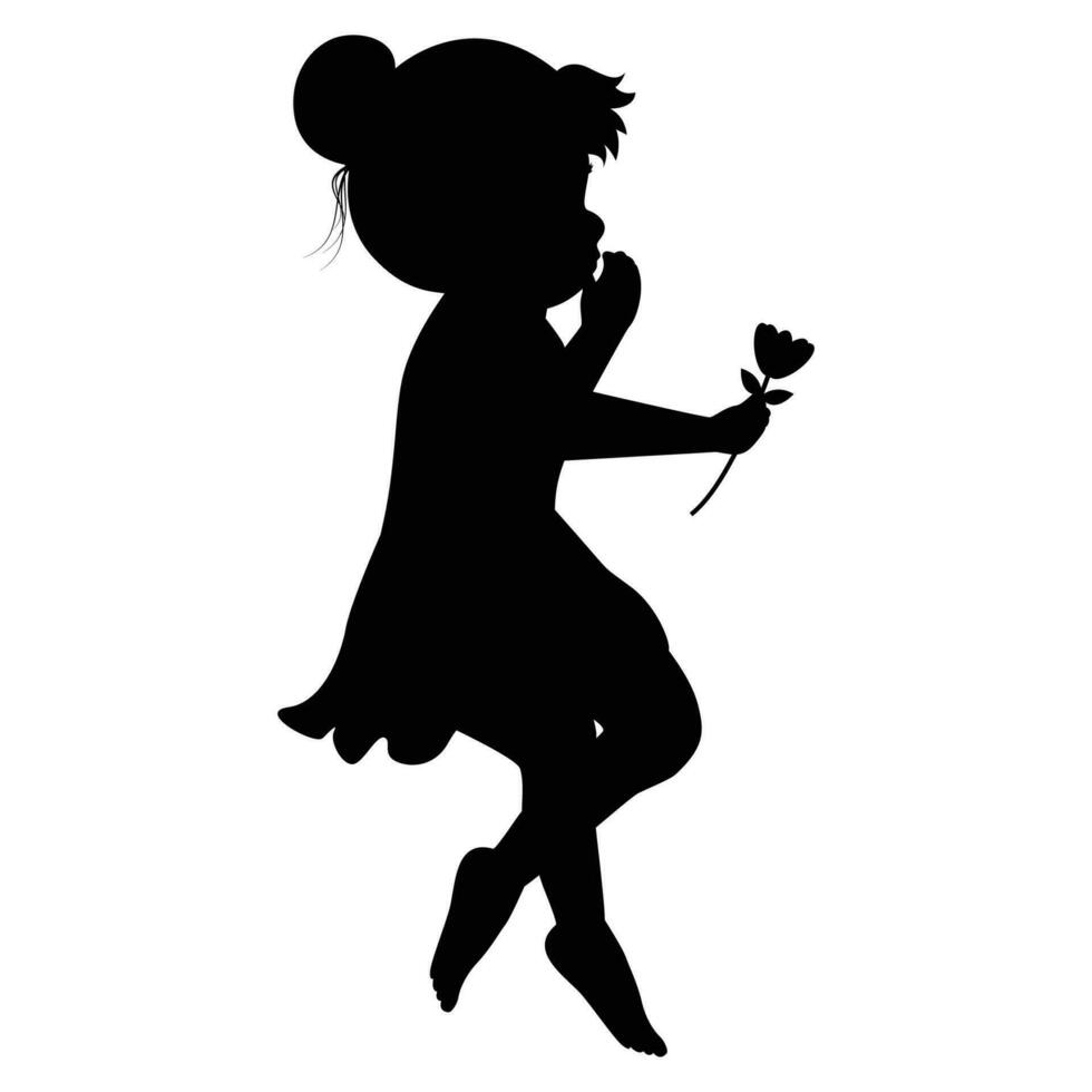 carino poco ragazza silhouette vettore