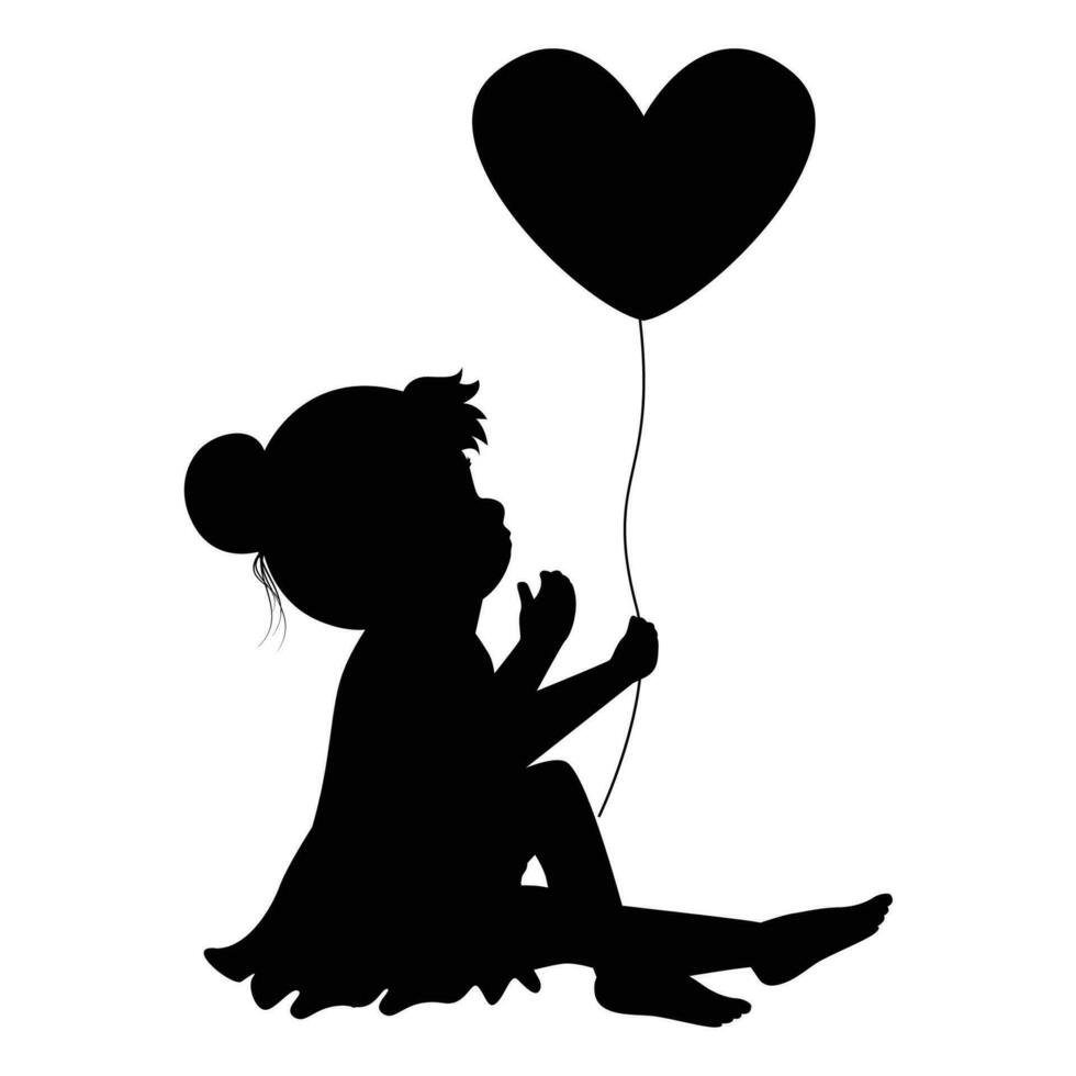 carino poco ragazza silhouette vettore