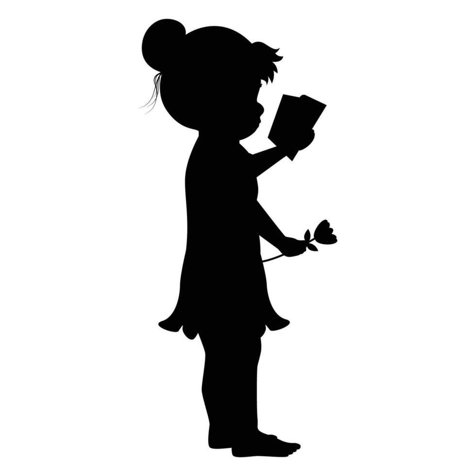 carino poco ragazza silhouette vettore