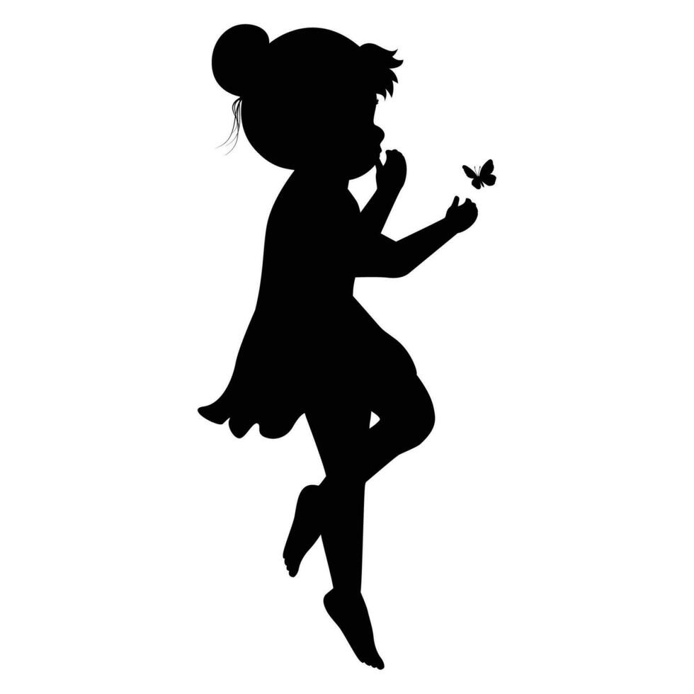 carino poco ragazza silhouette vettore