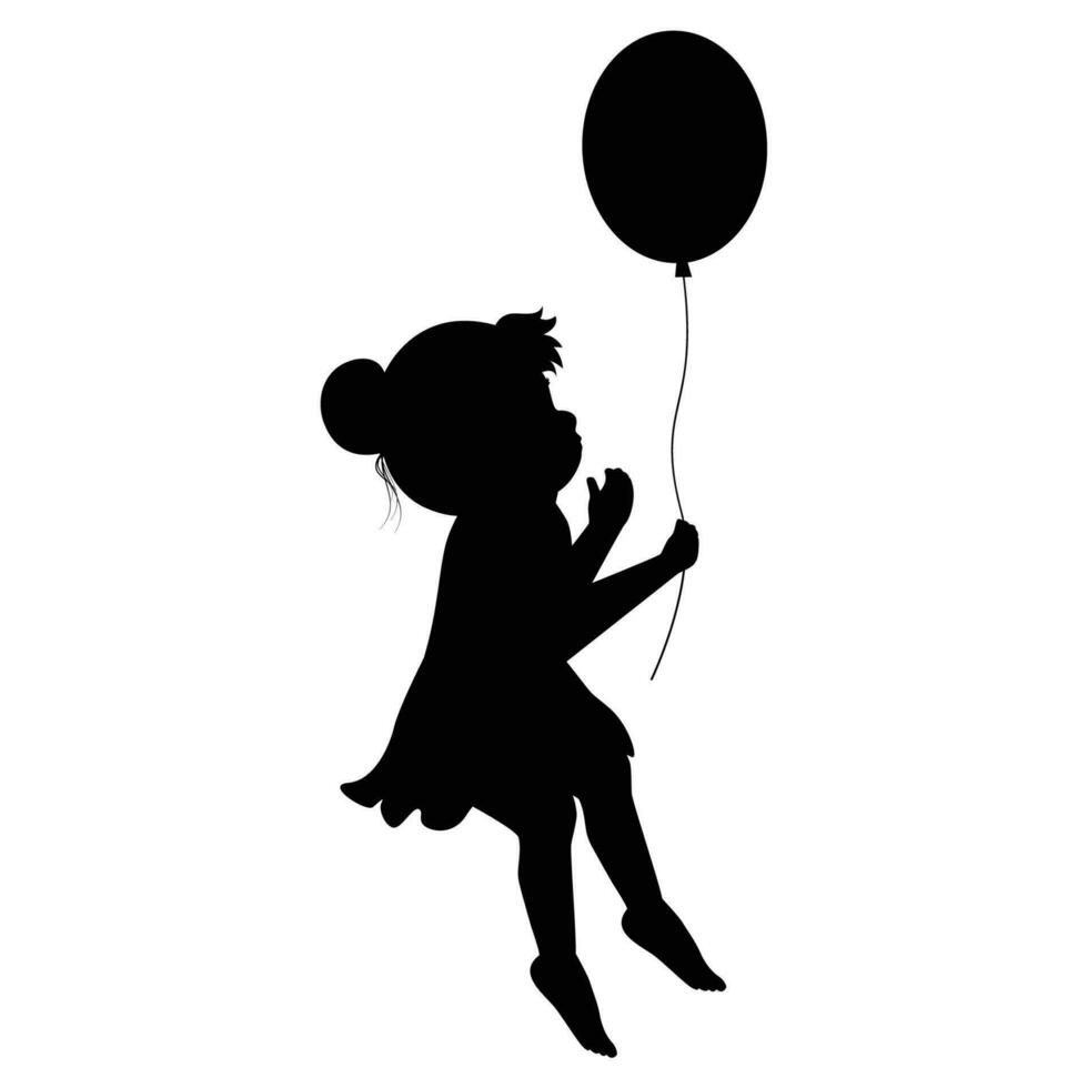 carino poco ragazza silhouette vettore