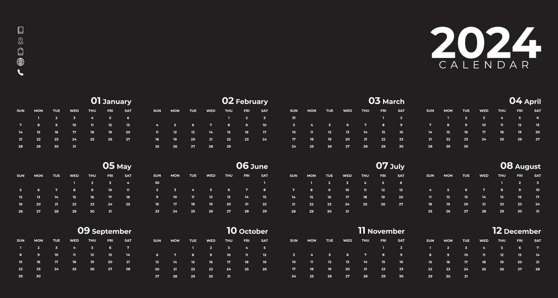 calendario design 2024 o nuovo anno vettore