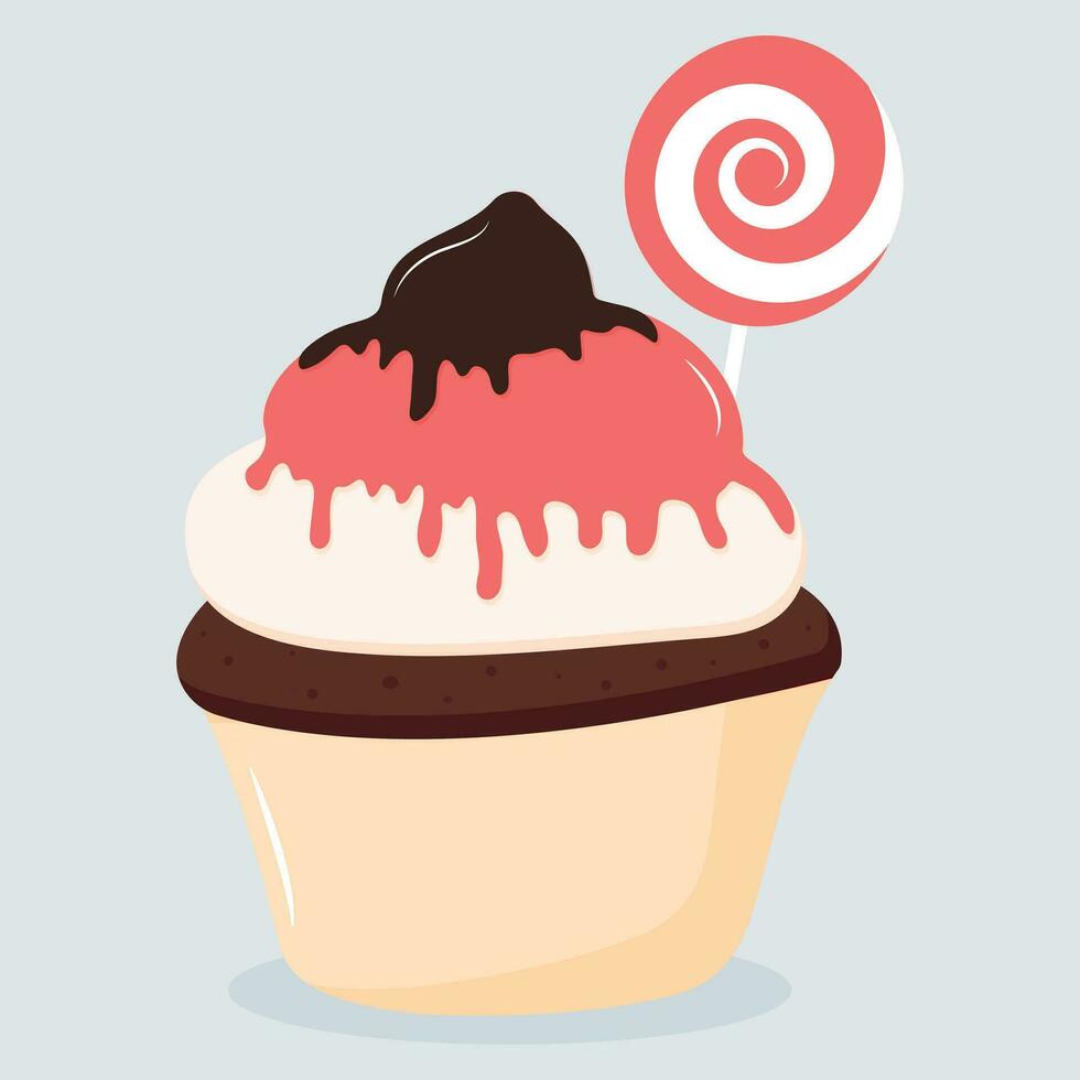 illustrazione di un' cupcake. dolce Cupcake con cioccolato. vettore illustrazione di dolce.