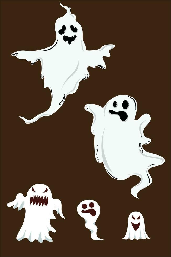 Halloween fantasma. vettore silhouette di pauroso bianca fantasma, fantasma o spirito mostro con spaventoso viso. volante fantasma orrore vacanza