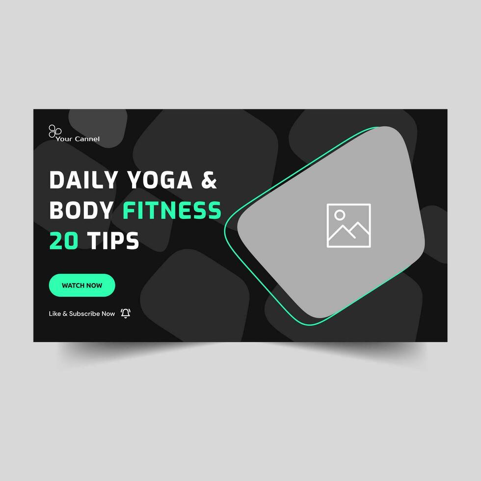 creativo yoga e fitness video copertina bandiera modello disegno, meditazione concetto striscione, modificabile vettore eps 10 file formato