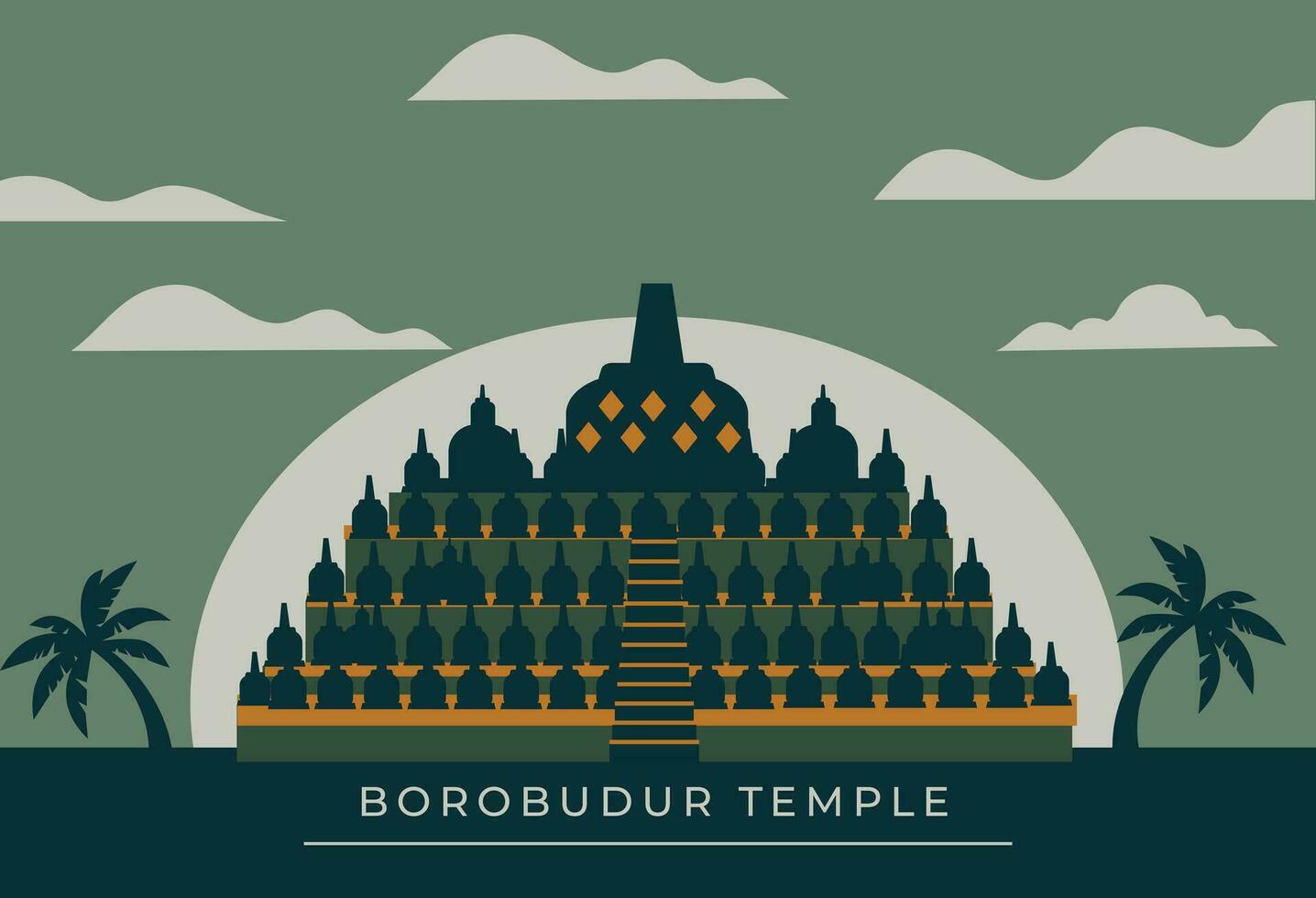 Borobudur tempio sfondo vettore