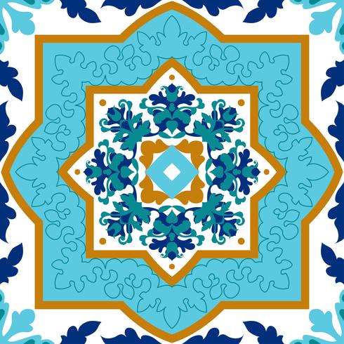 Azulejo portoghese. Modelli bianchi e blu. vettore
