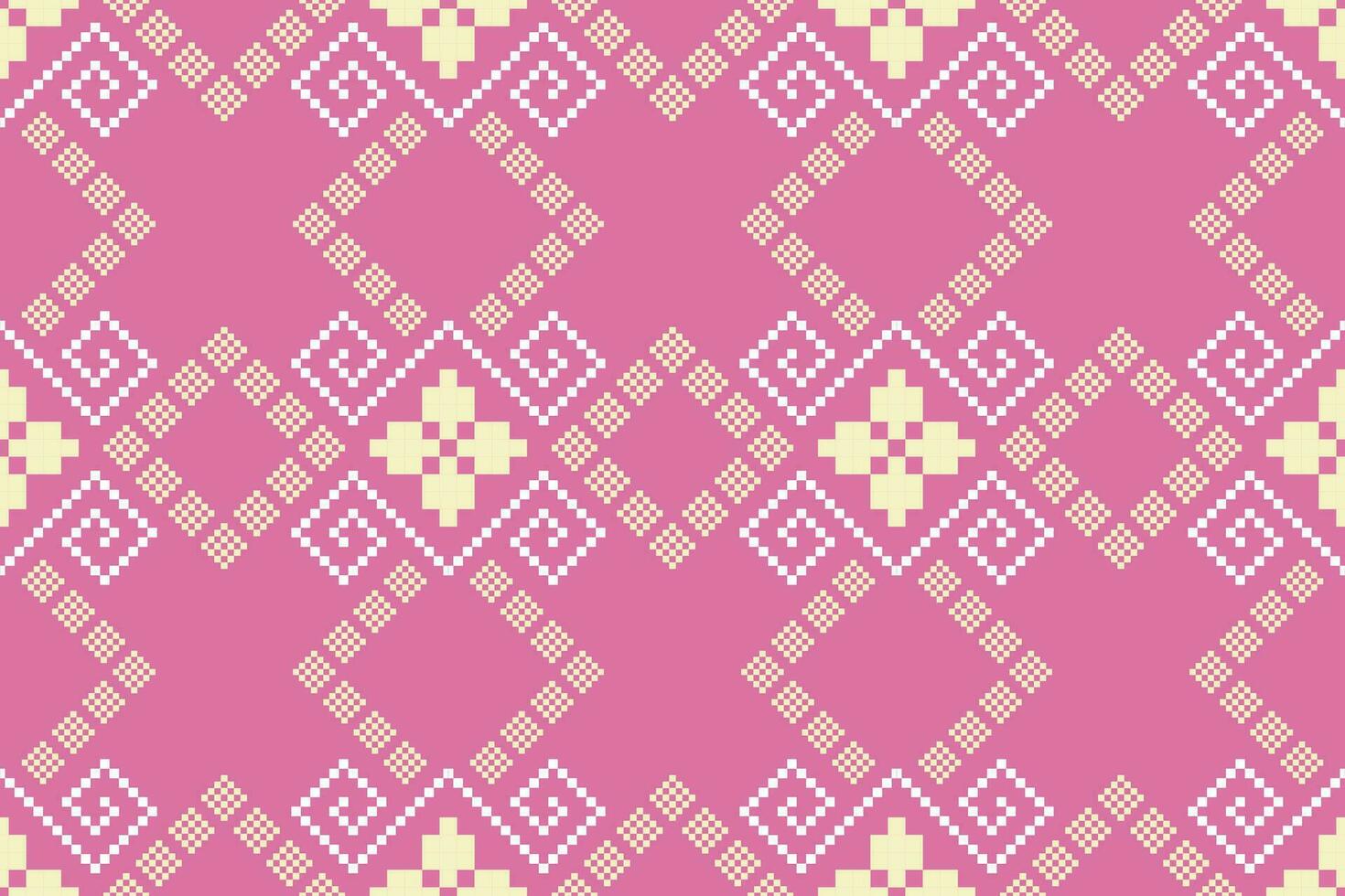 rosa attraversare punto colorato geometrico tradizionale etnico modello ikat senza soluzione di continuità modello confine astratto design per tessuto Stampa stoffa vestito tappeto le tende e sarong azteco africano indiano indonesiano vettore