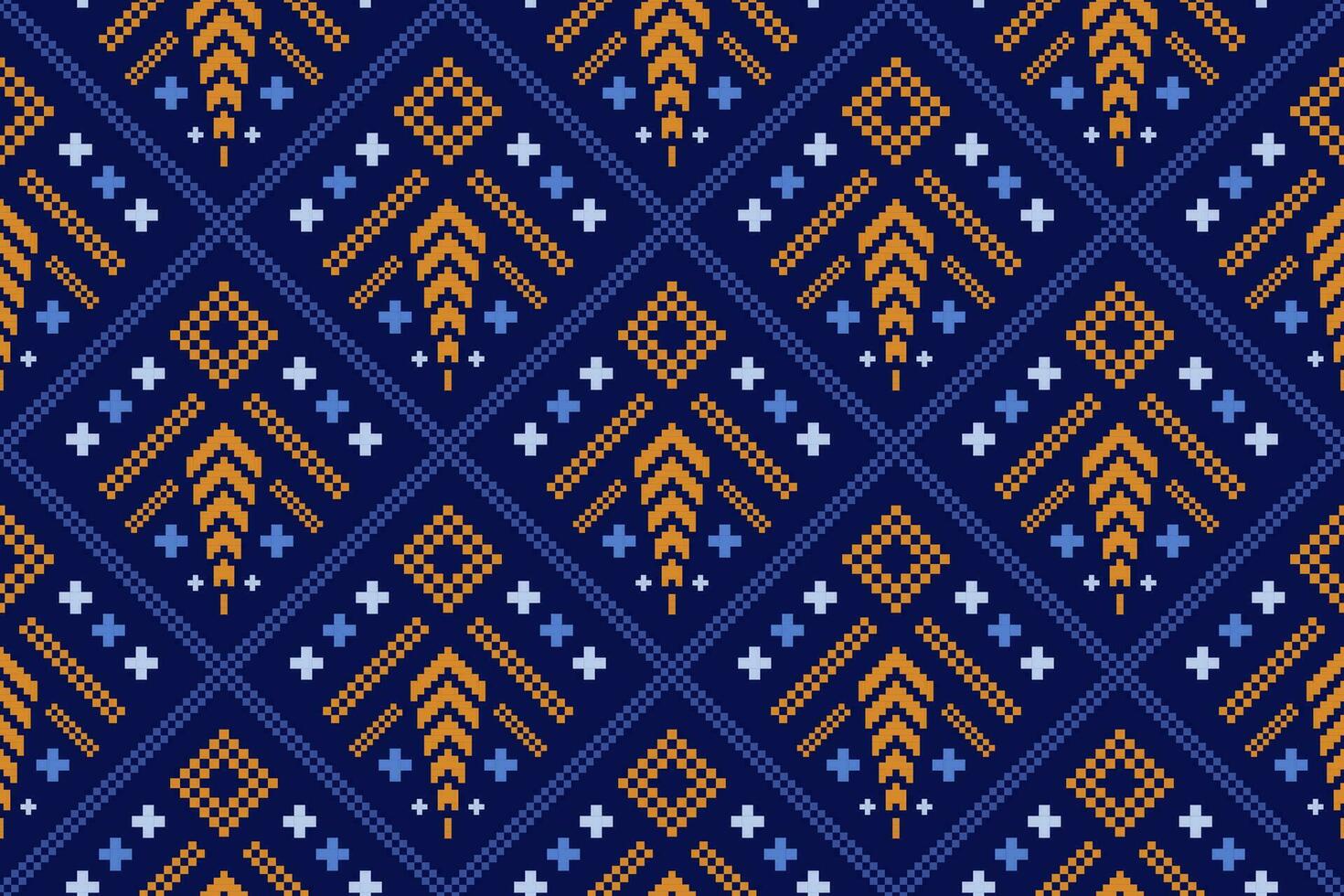 indaco Marina Militare blu geometrico tradizionale etnico modello ikat senza soluzione di continuità modello confine astratto design per tessuto Stampa stoffa vestito tappeto le tende e sarong azteco africano indiano indonesiano vettore