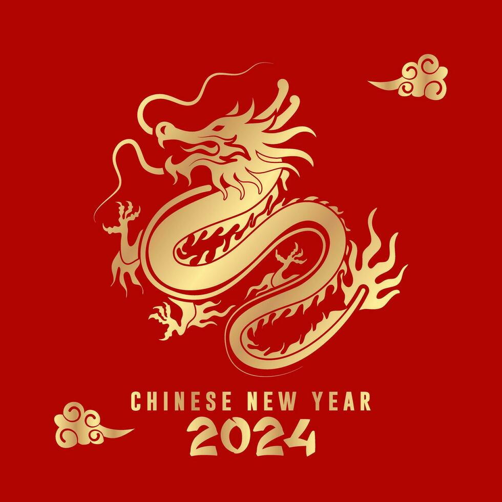 Cinese nuovo anno 2024, anno di il Drago. collezione di Cinese nuovo anno manifesti, saluto carta disegni con Cinese zodiaco Drago. vettore