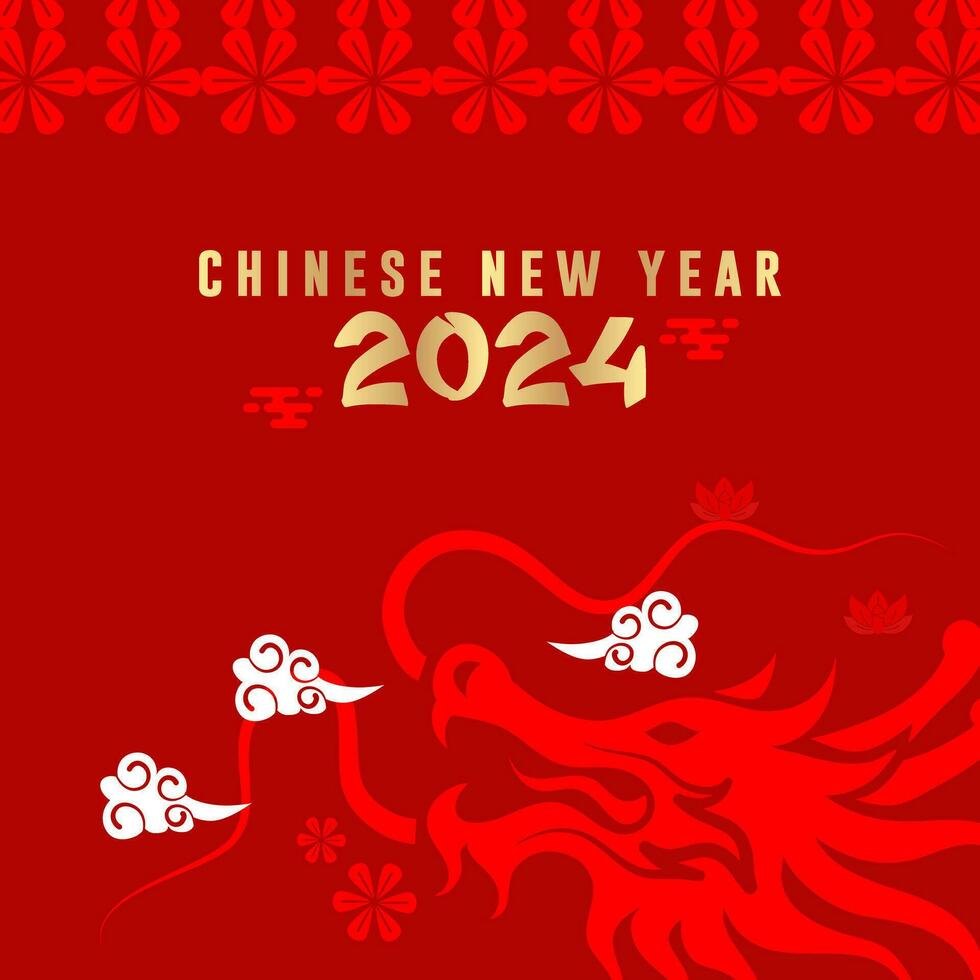 Cinese nuovo anno 2024, anno di il Drago. collezione di Cinese nuovo anno manifesti, saluto carta disegni con Cinese zodiaco Drago. vettore