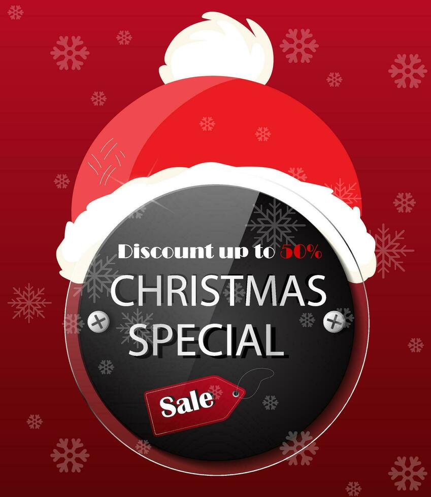 Natale speciale vendita su rosso sfondo. inverno vendita sociale media storie modello. vettore