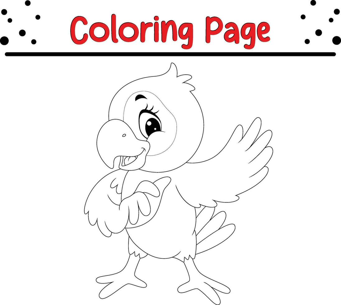 uccello colorazione pagina per bambini. vettore