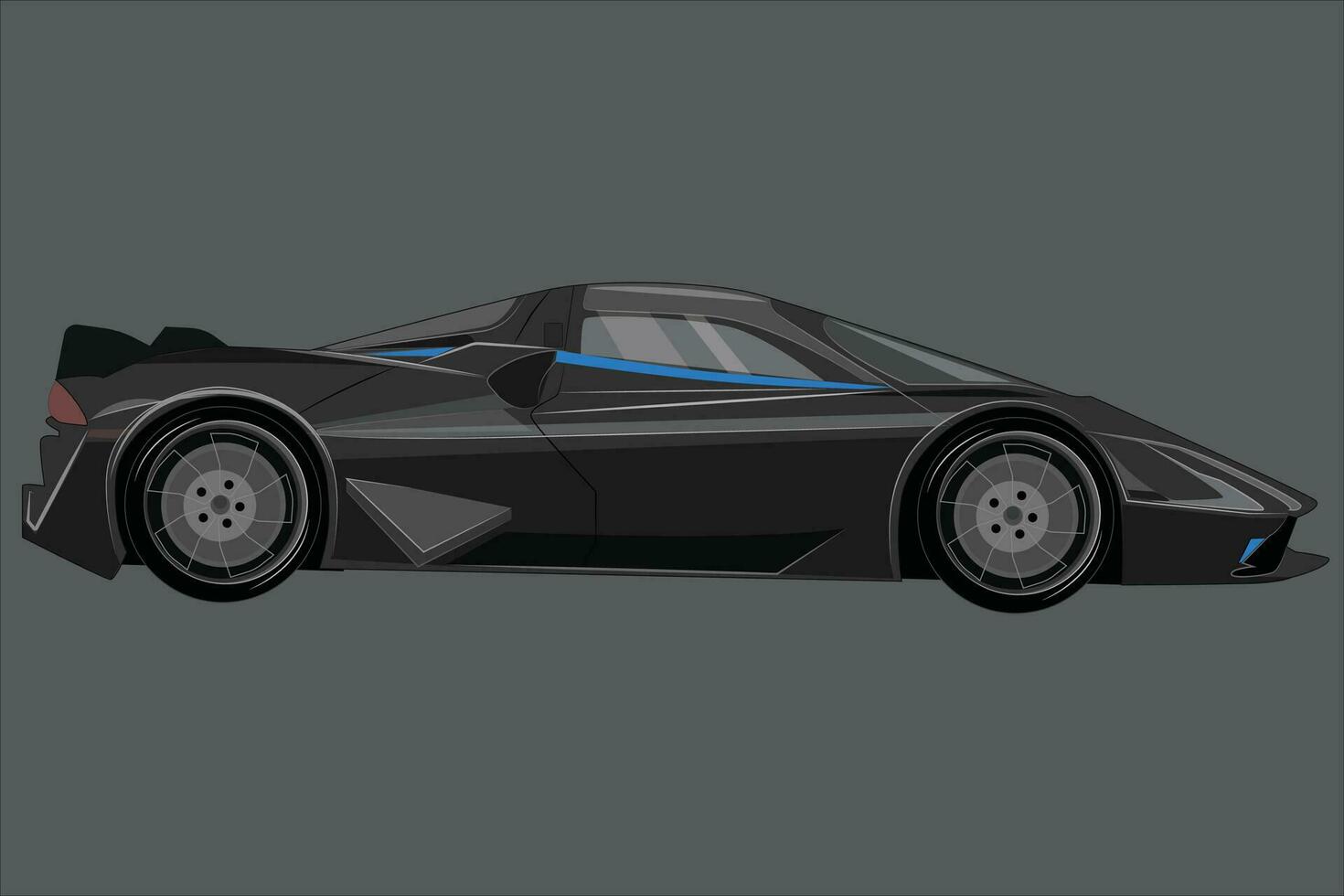 lato Visualizza di nero gli sport macchina. auto da corsa. moderno macchina. futuro auto vettore