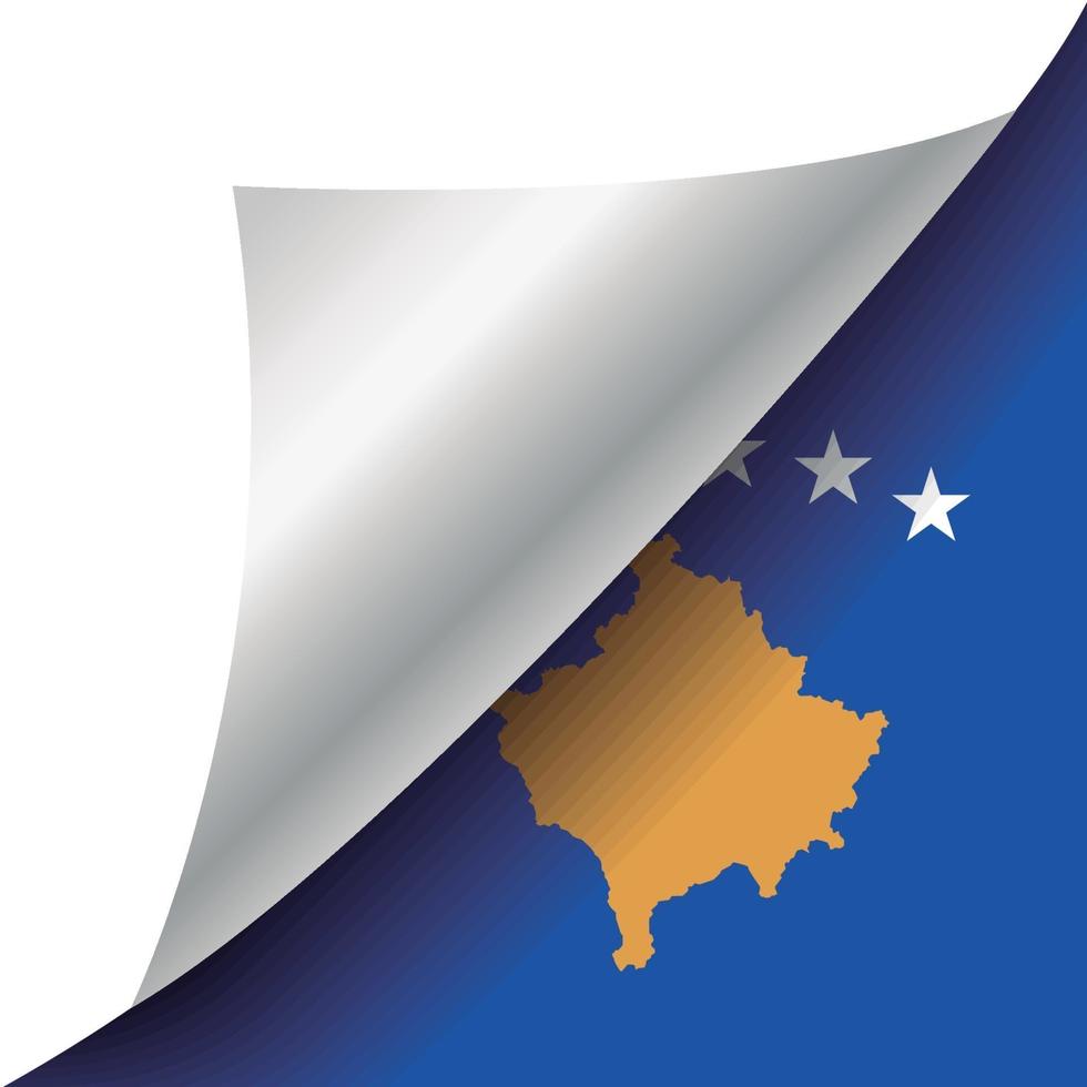 bandiera kosovo con angolo arricciato vettore