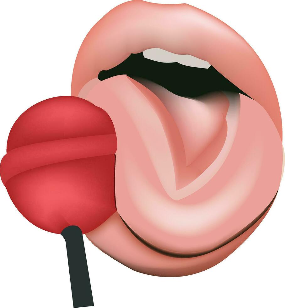 femminile labbra e lingua leccare caramella vettore