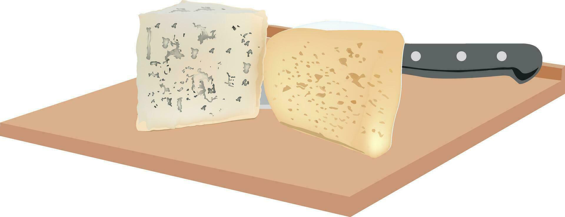 formaggio su il chopping tavola vettore