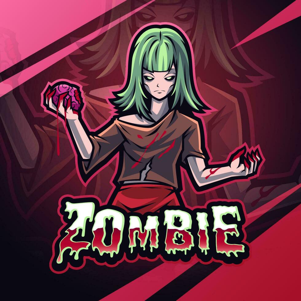 zombie ragazze portafortuna logo design vettore