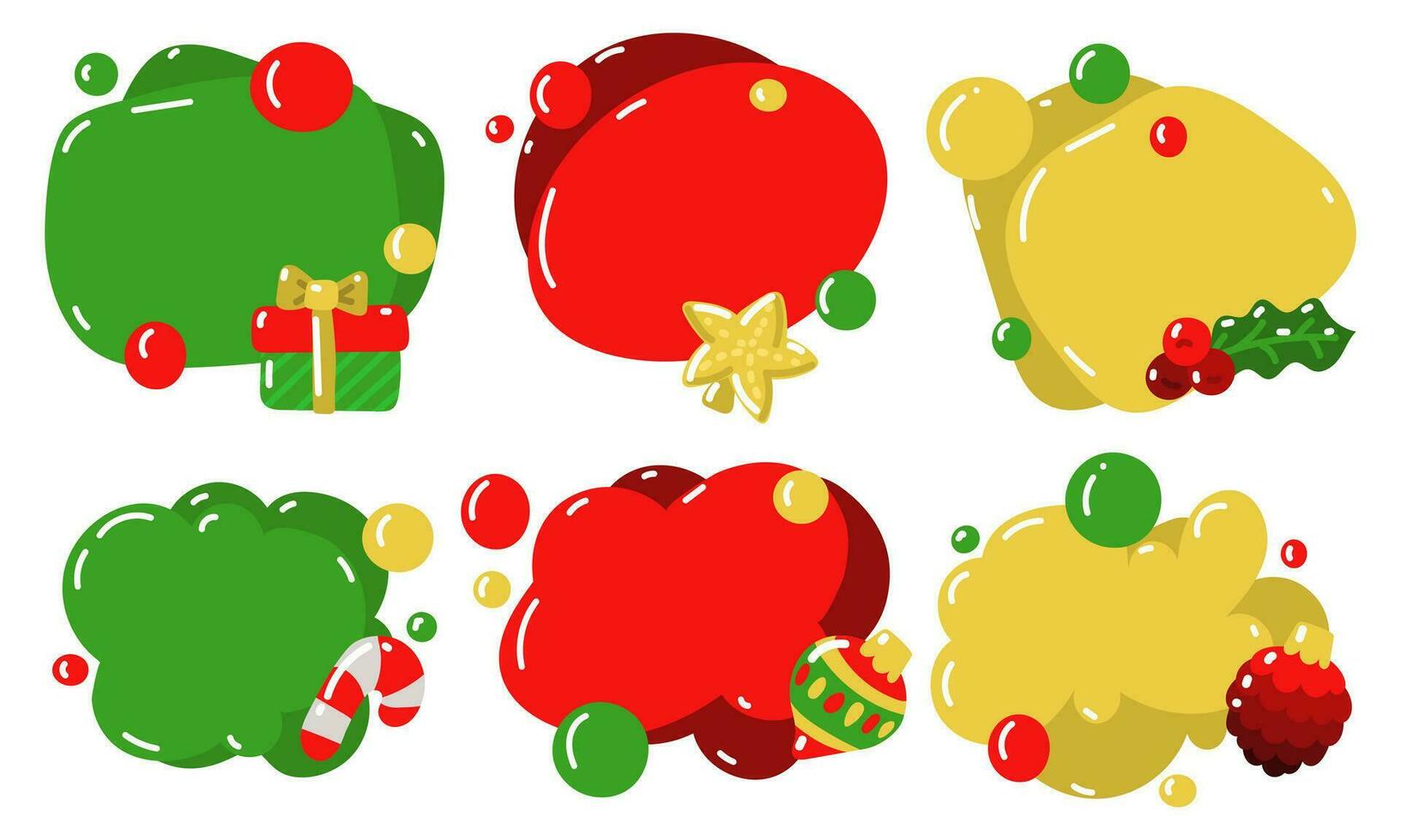 un' impostato di vettore colloquiale colorato palle per Natale saluti con nuovo anni Oggetti, isolato su un' bianca sfondo. Messaggio. design di un' Natale saluto carta, striscione, manifesto, adesivi