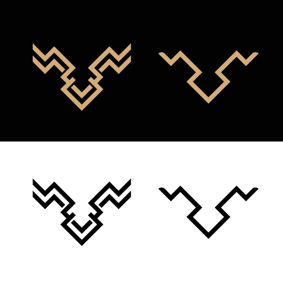 modello di design del logo vintage in stile linea semplice di corna di cervo vettore