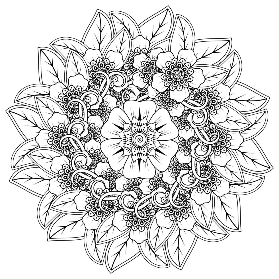 motivo circolare a forma di mandala con fiore per henné, mehndi. vettore