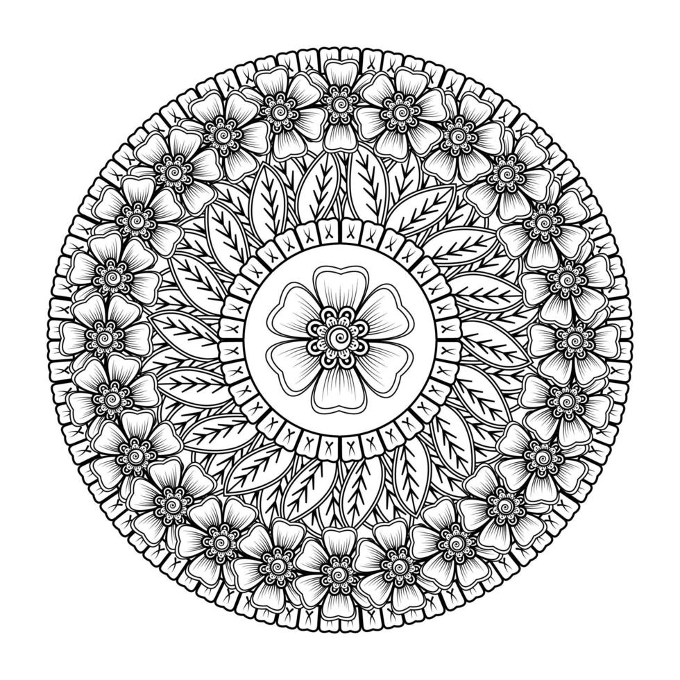 motivo circolare a forma di mandala con fiore per henné, mehndi. vettore