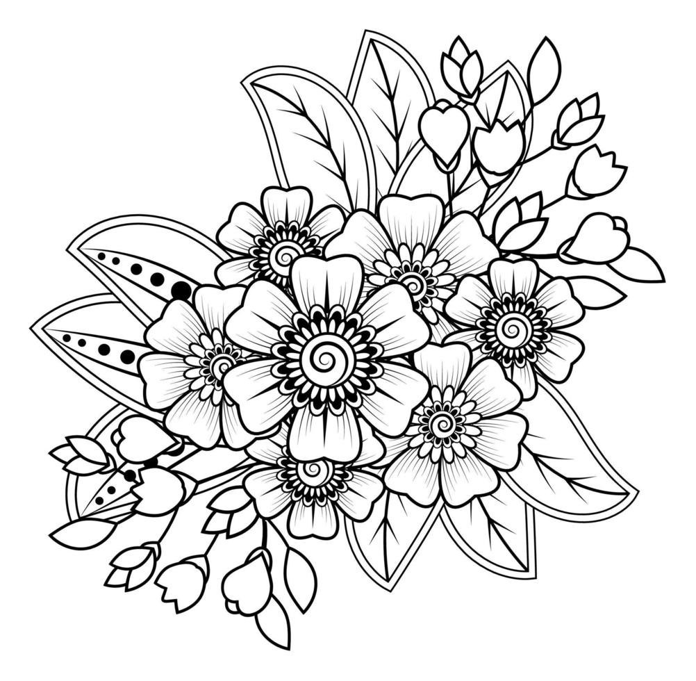 fiore mehndi per henné, mehndi, tatuaggio, decorazione vettore