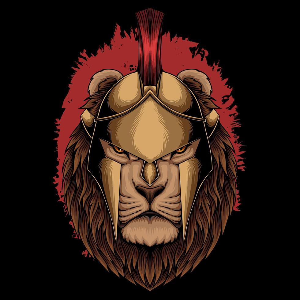 illustrazione vettoriale di elmo sparta leone