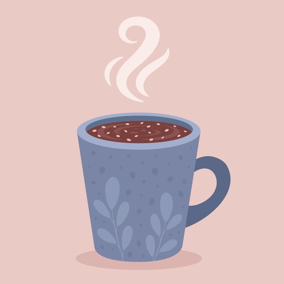 tazzina da caffè, cioccolata calda, cacao. bevanda calda autunnale e invernale vettore