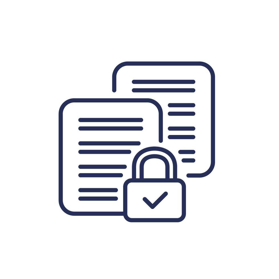 documento protezione linea icona, dati sicurezza vettore