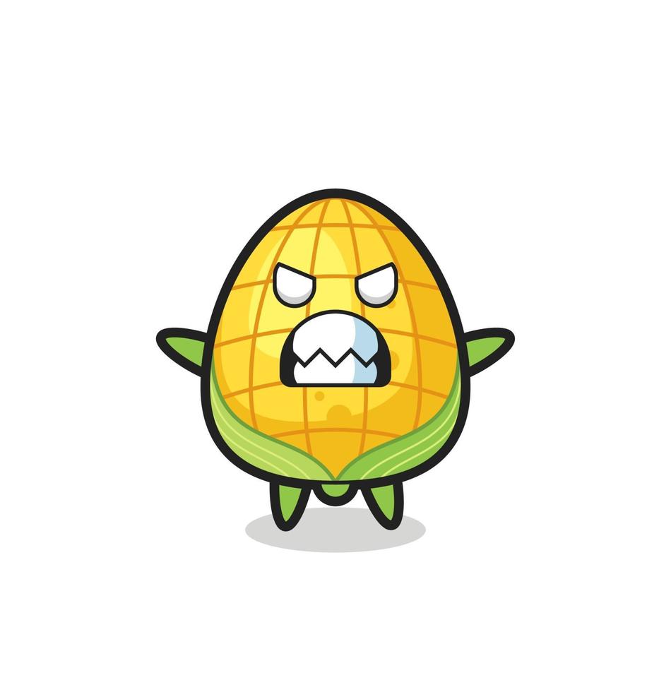espressione irata del personaggio della mascotte del mais vettore
