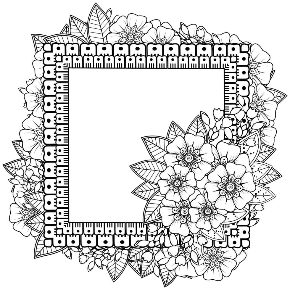 ornamento decorativo fiore mehndi in stile etnico orientale vettore