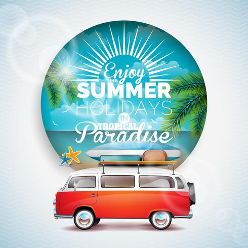 Vector Godetevi le vacanze estive in illustrazione tipografica paradiso tropicale