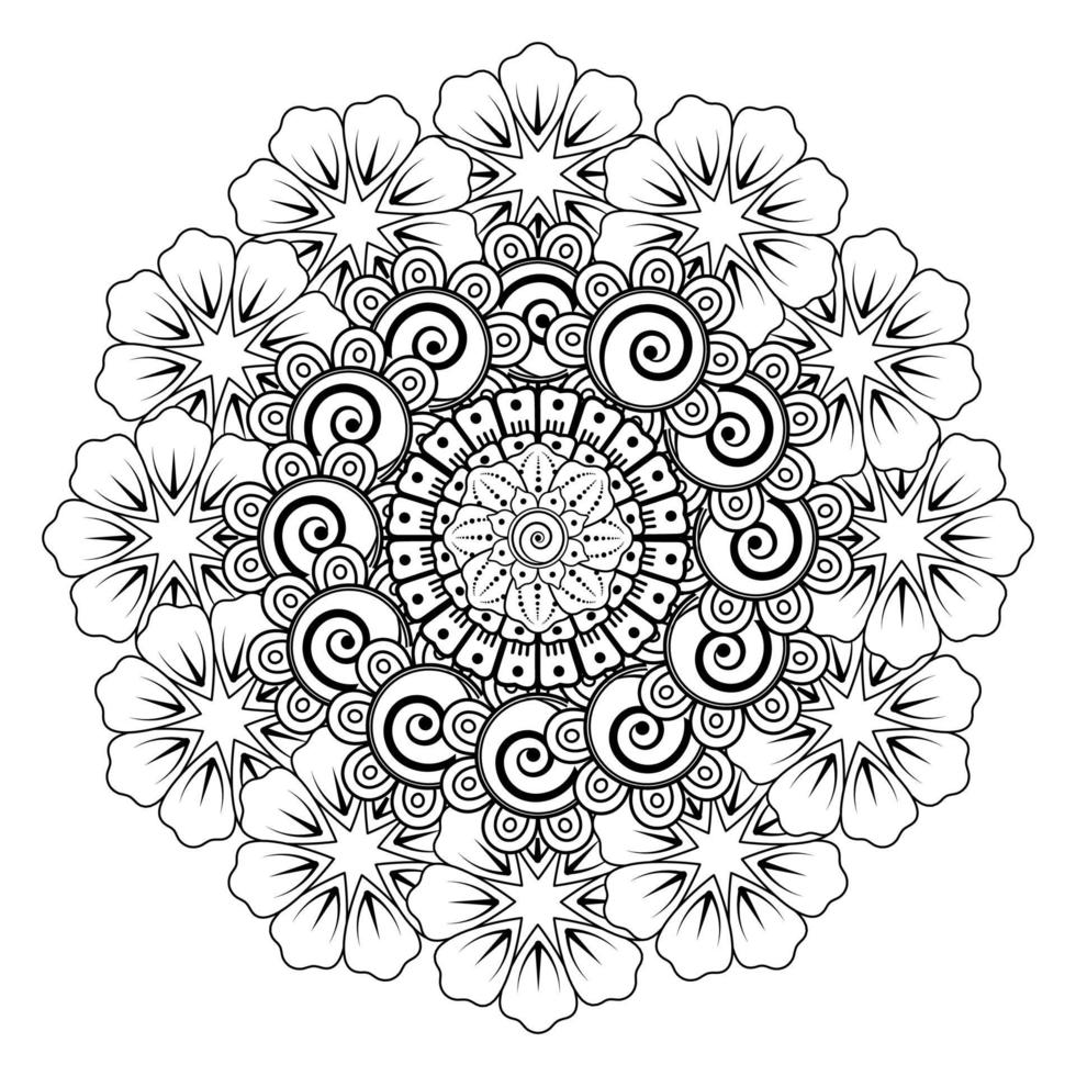 motivo circolare a forma di mandala con fiore mehndi vettore