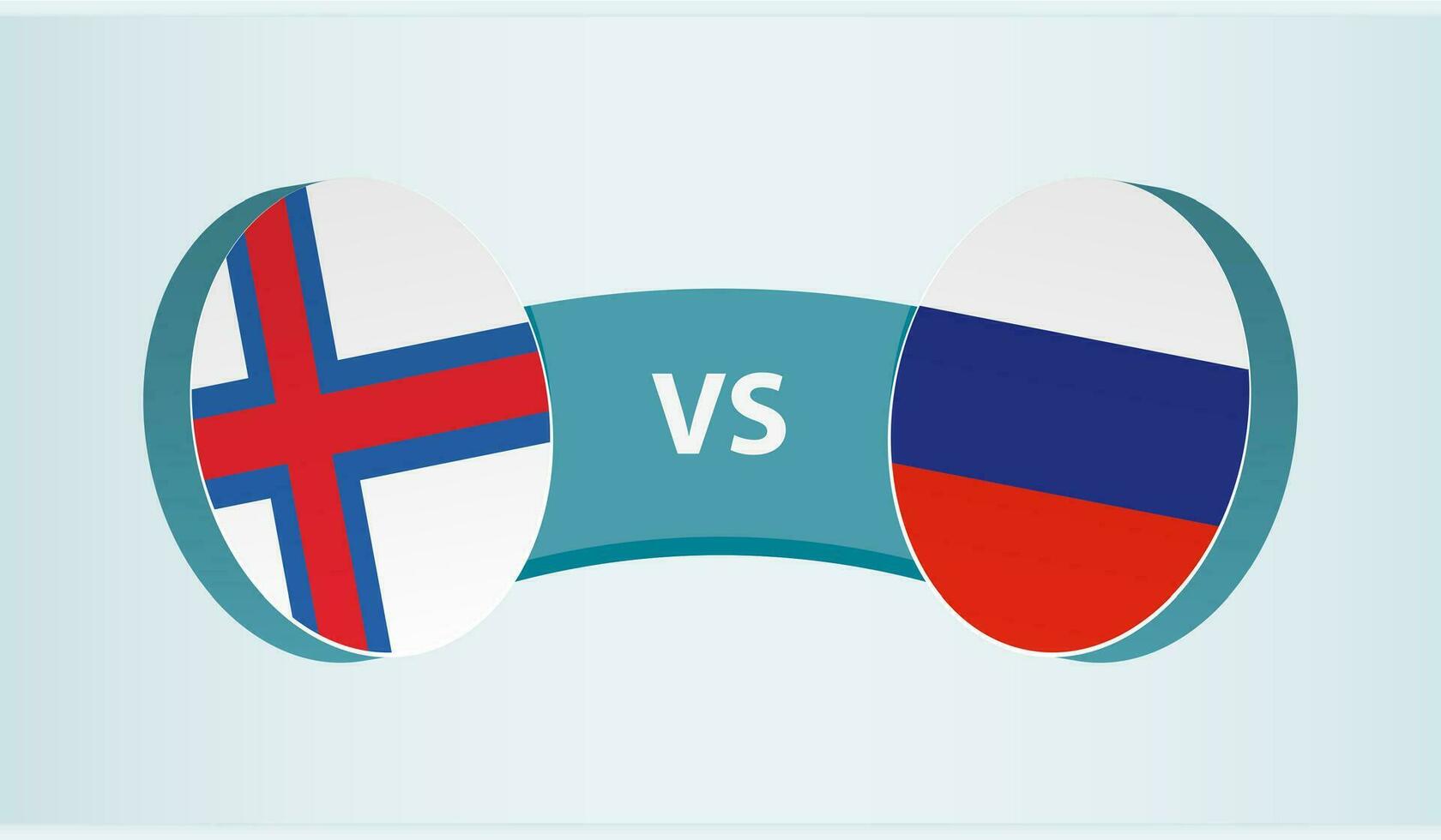 Faroe isole contro Russia, squadra gli sport concorrenza concetto. vettore