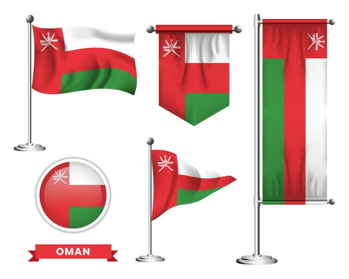 vettore impostato di il nazionale bandiera di Oman nel vario creativo disegni