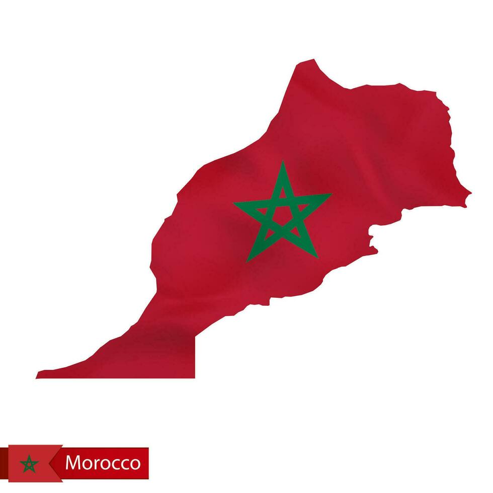 Marocco carta geografica con agitando bandiera di Marocco. vettore