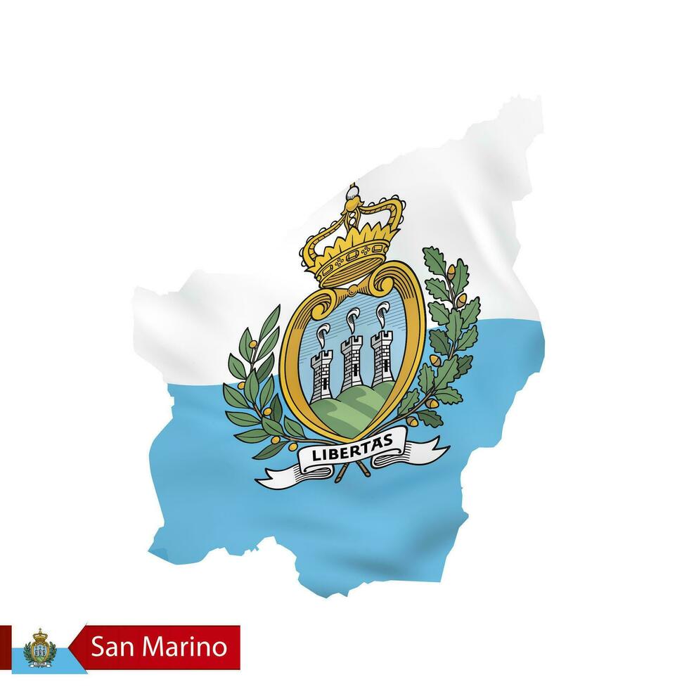 san Marino carta geografica con agitando bandiera di san marino. vettore