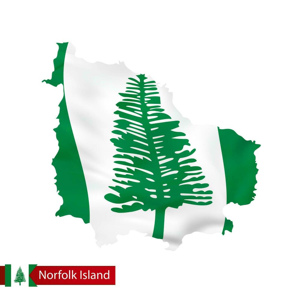 norfolk isola carta geografica con agitando bandiera di nazione. vettore