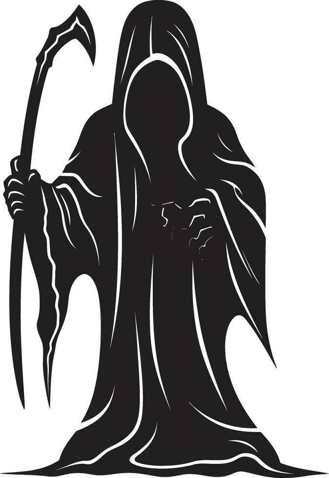 mietitrice di destino nero logo arte custode di eternità emblematico vettore icona