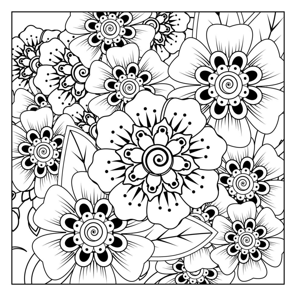 ornamento decorativo fiore mehndi in stile etnico orientale vettore