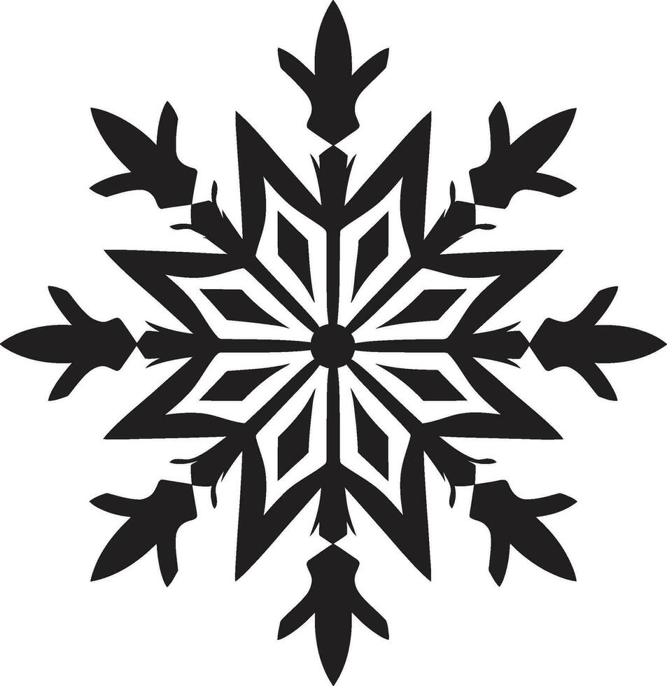 maestoso ghiaccio cristallo nel nero vettore emblema senza tempo eleganza elegante fiocco di neve icona