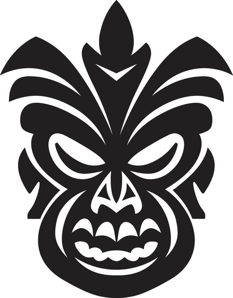 icona di antico tradizioni tribale tiki emblema tribale totem nel monocromatico iconico logo arte vettore