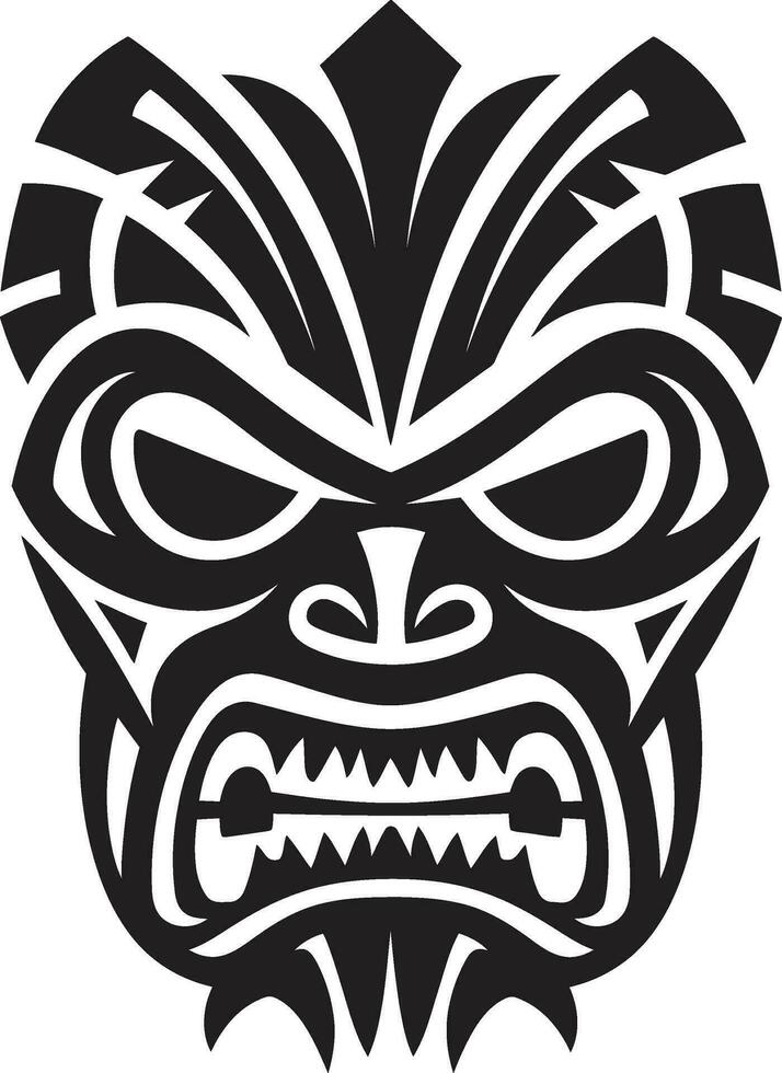 nobile totem custode monocromatico emblema design tribale maschere serenità logo simbolo nel nero vettore