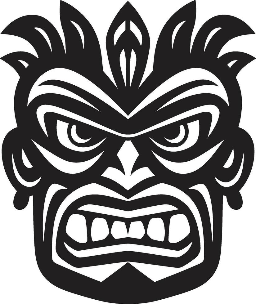 regale tiki arte nel nero emblematico logo serenata per indigeno cultura moderno tiki silhouette vettore