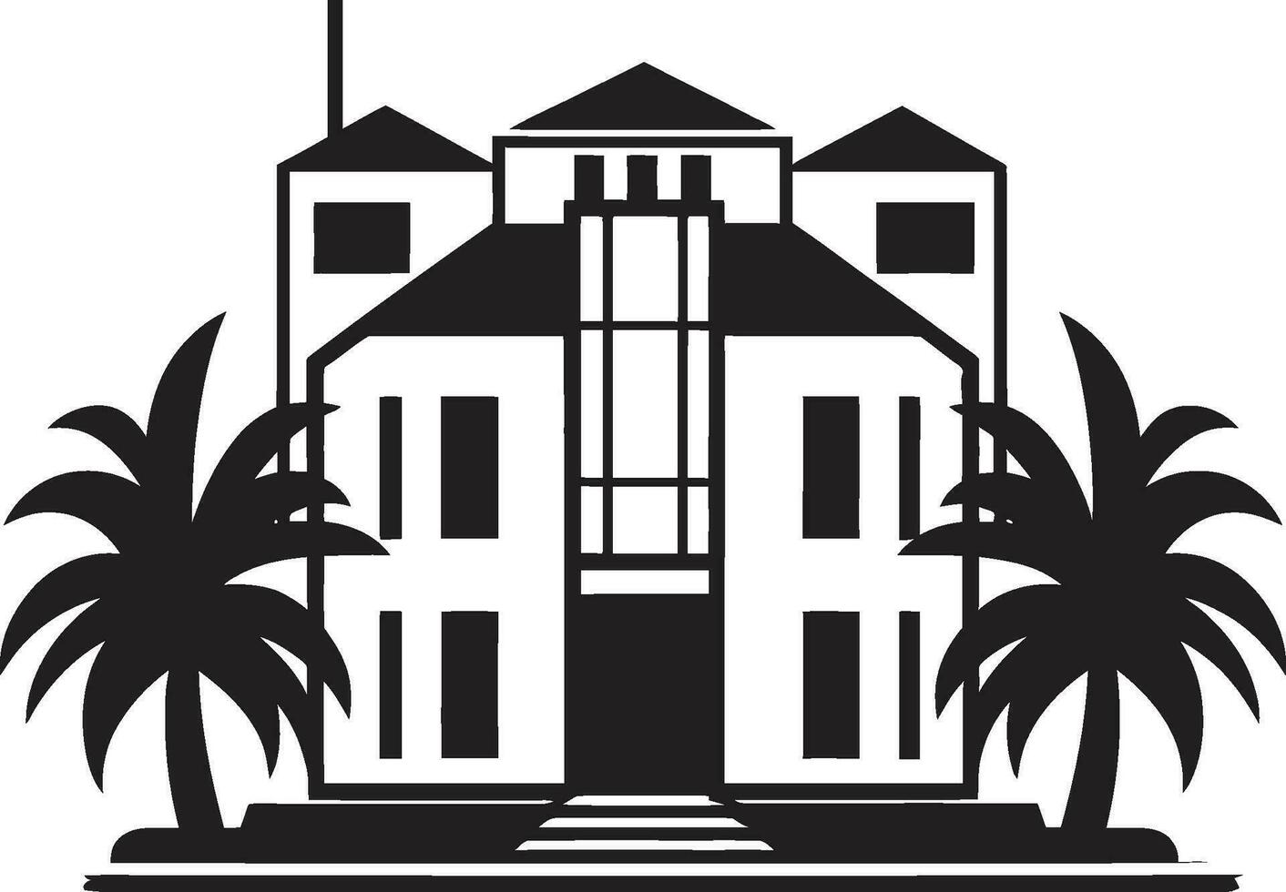 icona di contemporaneo lusso villa emblema urbano eleganza nel nero e bianca vero tenuta logo vettore