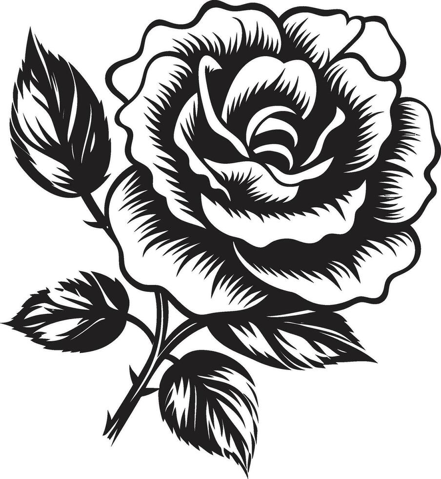 regale eleganza nel natura moderno rosa icona serenità nel fioritura Rose monocromatico emblema vettore