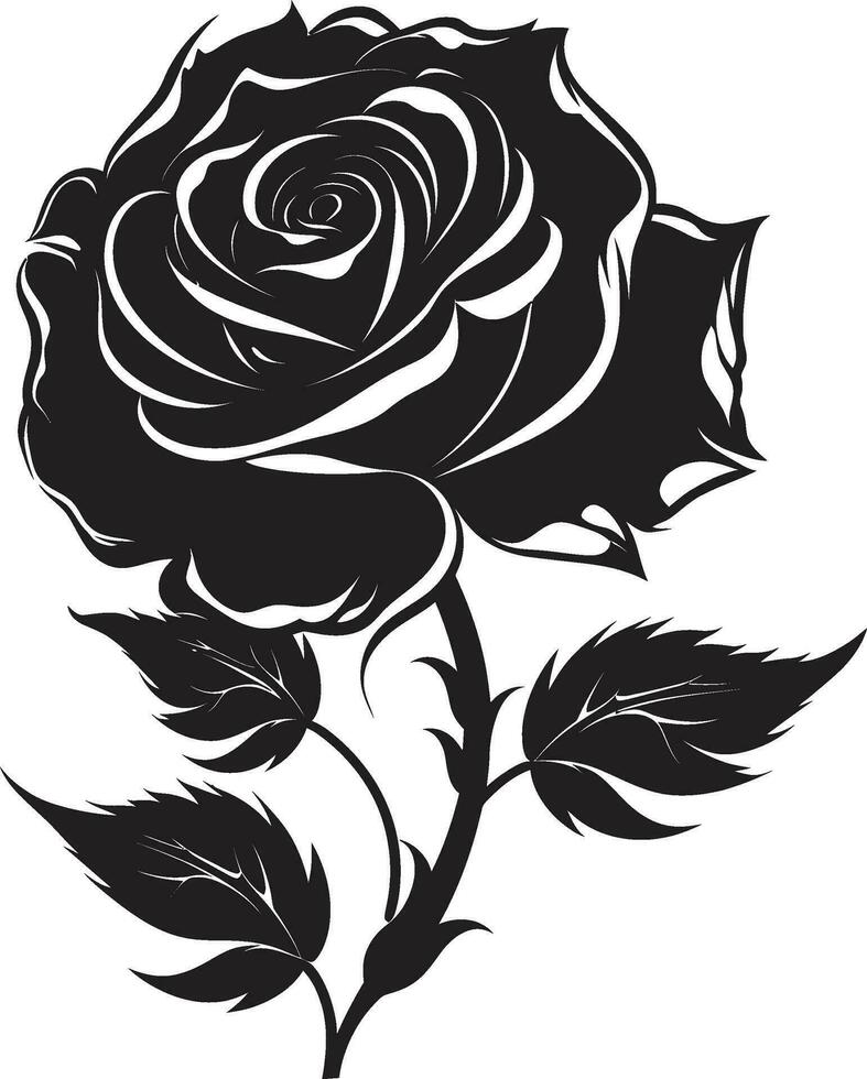 semplicistico eleganza nel nero e bianca emblematico icona emblema di floreale serenità rosa logo design vettore